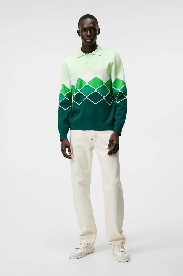 Men Ron Knitted Shirt Rain Forest JLindeberg Knitwear Men Ron Knitted Shirt Rain Forest JLindeberg Knitwear