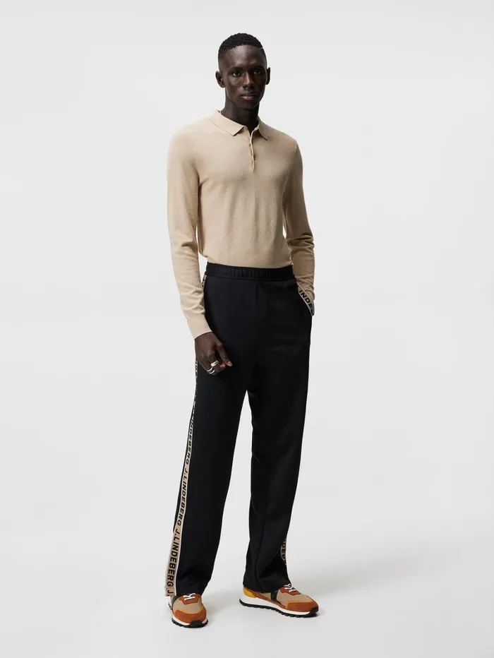 Men Rowan Mesh Knit LS Polo Safari Beige JLindeberg Knitwear Men Rowan Mesh Knit LS Polo Safari Beige JLindeberg Knitwear