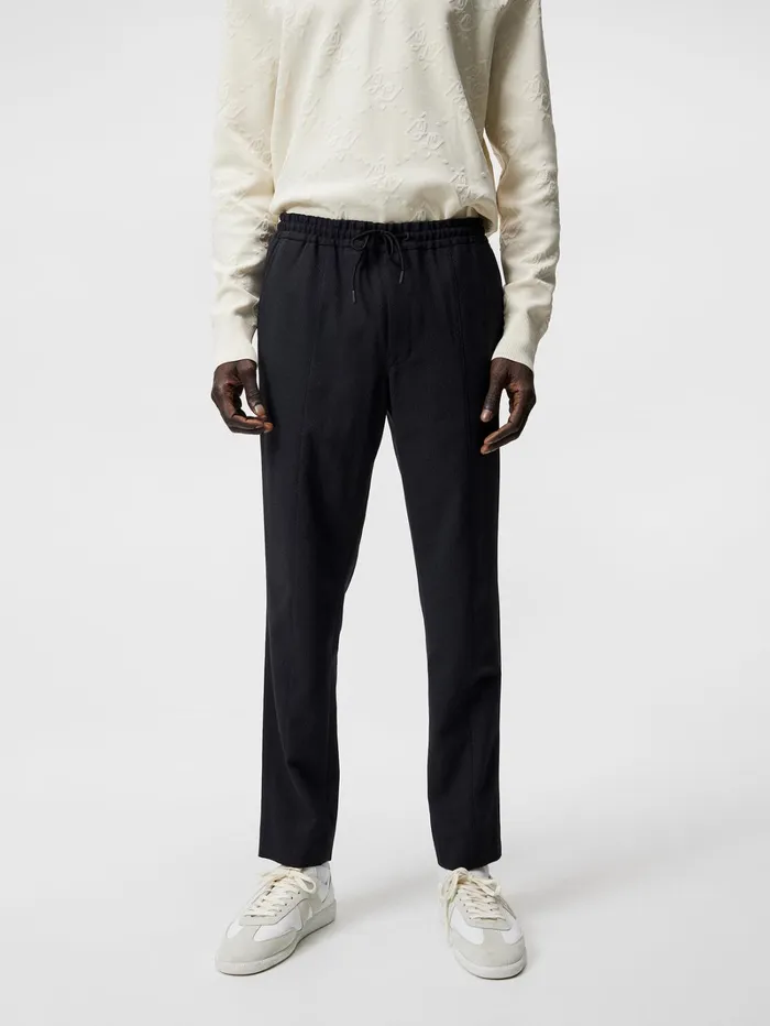 Men Sasha Structured 2 Tone Pants Navy Melange JLindeberg Trousers