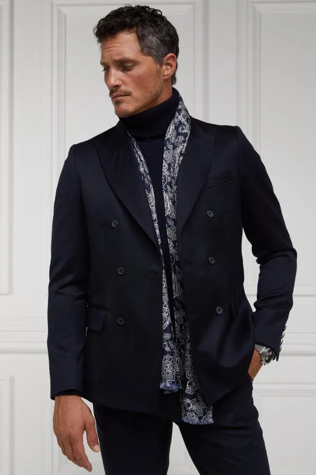 Men Scarves Holland Cooper Men039s Silk Scarf Ink Navy Cream Paisley