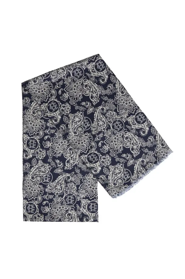 Men Scarves Holland Cooper Men039s Silk Scarf Ink Navy Cream Paisley