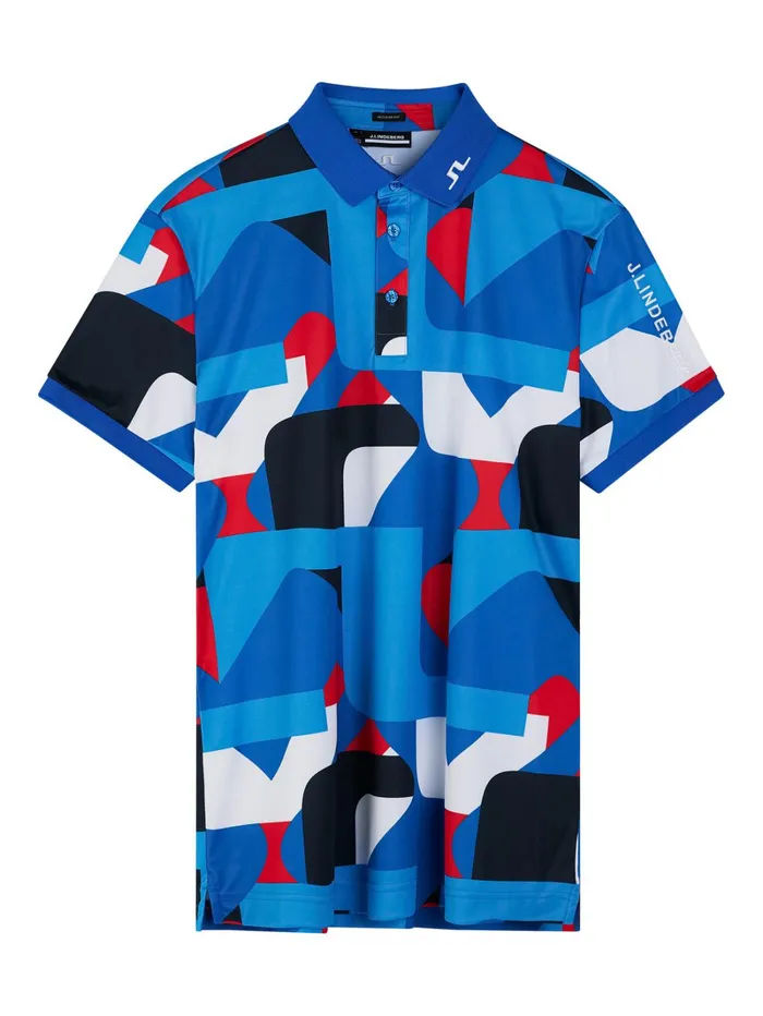 Men Tour Tech Reg Fit Print Polo Brilliant Blue Big Bridge JLindeberg Polo Shirts Men Tour Tech Reg Fit Print Polo Brilliant Blue Big Bridge JLindeberg Polo Shirts