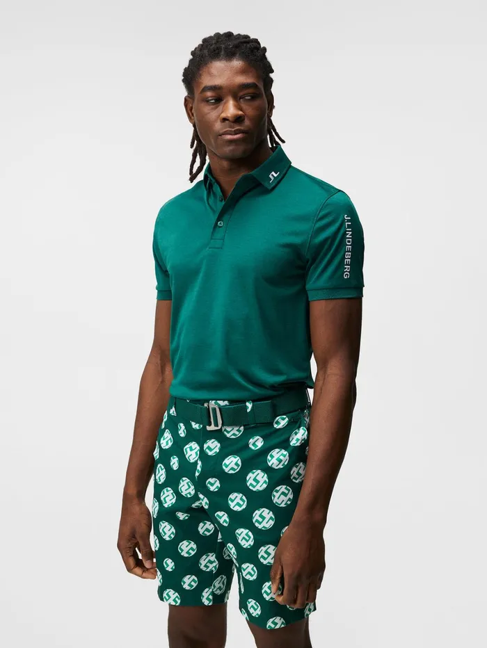 Men Tour Tech Slim Fit Polo Rain Forest Melange JLindeberg Polo Shirts