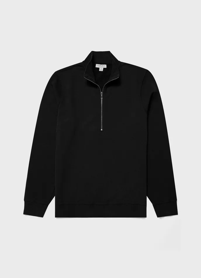 Men ussunspel Half Zip Loopback Sweatshirt Black Sweatshirts and Sweatpants