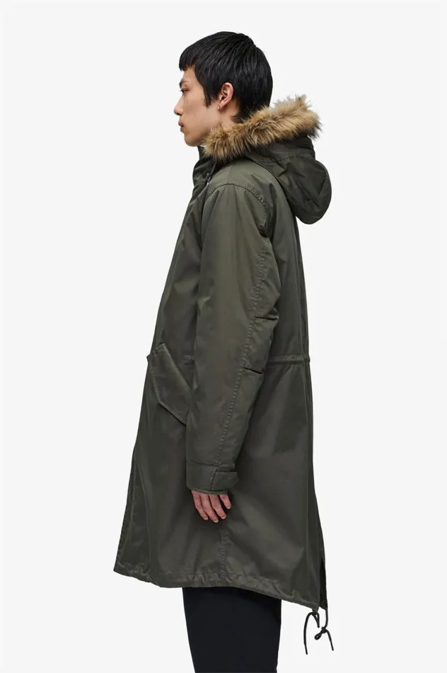 Men ZipIn Liner Parka Field Green Fred Perry Coats and Jackets