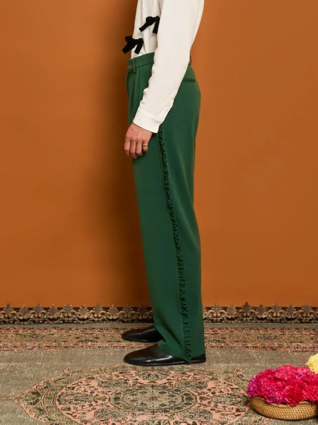Menswear Lionel Ruffle Trousers Black Forest Green Sister Jane Menswear Lionel Ruffle Trousers Black Forest Green Sister Jane