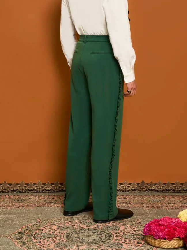 Menswear Lionel Ruffle Trousers Black Forest Green Sister Jane Menswear Lionel Ruffle Trousers Black Forest Green Sister Jane