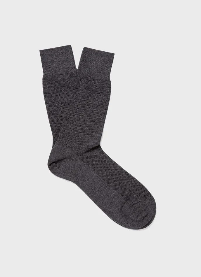 Merino Wool Waffle Socks Charcoal Melange Men SUNSPEL Socks