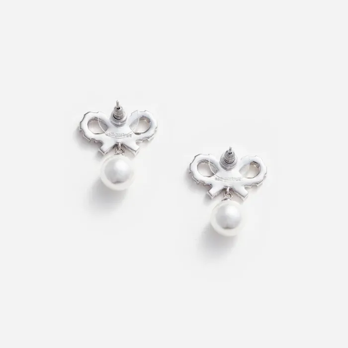 Micro Bow Pearl Earrings Women Self Portrait Jewellery Micro Bow Pearl Earrings Women Self Portrait Jewellery
