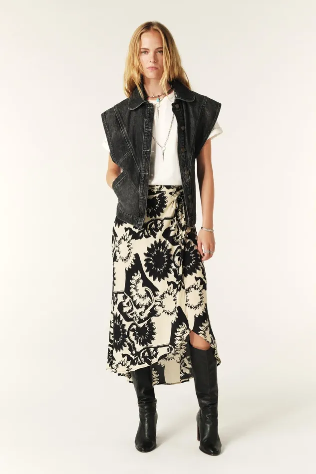 Midi Wrap Skirt Fybo Black Women Baandsh Skirts and Shorts