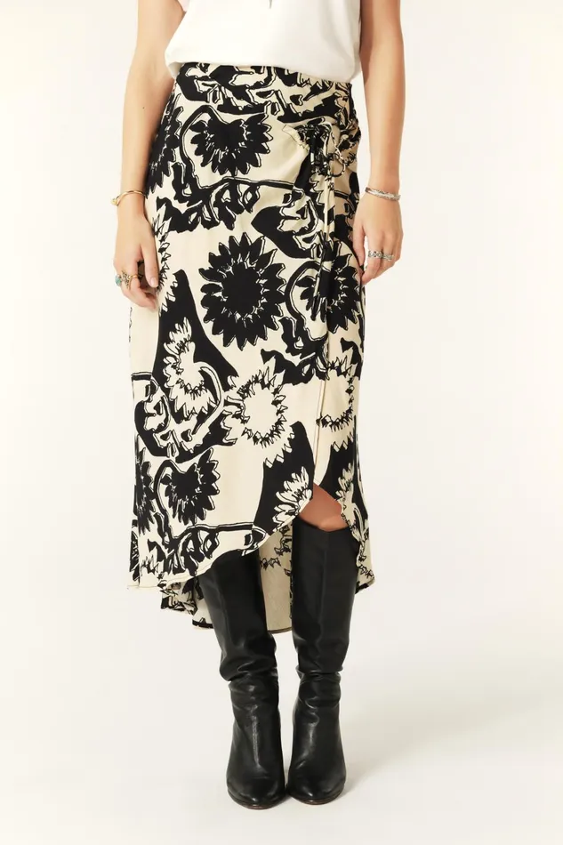 Midi Wrap Skirt Fybo Black Women Baandsh Skirts and Shorts