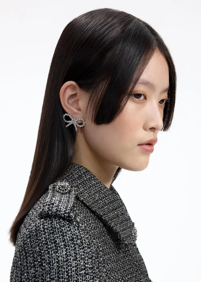 Mini Bow Crystal Earrings Women Self Portrait Jewellery Mini Bow Crystal Earrings Women Self Portrait Jewellery