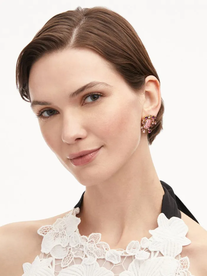 Mixed Crystal Cluster Earrings Rose Multi Women Oscar De La Renta Earrings Mixed Crystal Cluster Earrings Rose Multi Women Oscar De La Renta Earrings