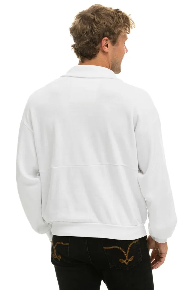 Mountain Embroidery Half Zip Sweatshirt 8211 White WomenMen Aviator Nation Sweatshirts