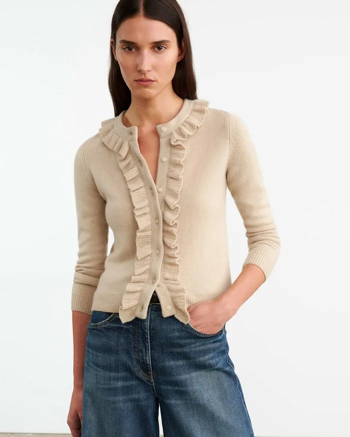NEAVE CASHMERE CARDIGAN Taupe Women Nili Lotan Knits and Sweaters