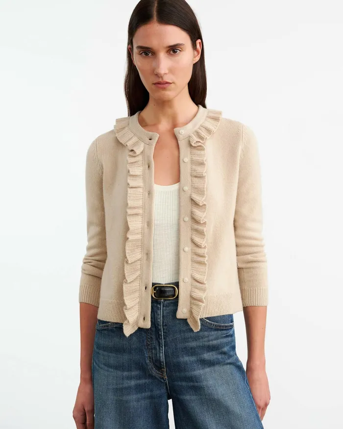 NEAVE CASHMERE CARDIGAN Taupe Women Nili Lotan Knits and Sweaters