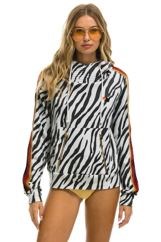 Ninja Pullover Hoodie 8211 Zebra WomenMen Aviator Nation Hoodies