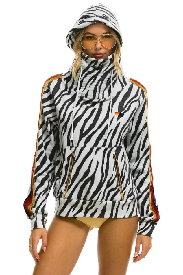 Ninja Pullover Hoodie 8211 Zebra WomenMen Aviator Nation Hoodies