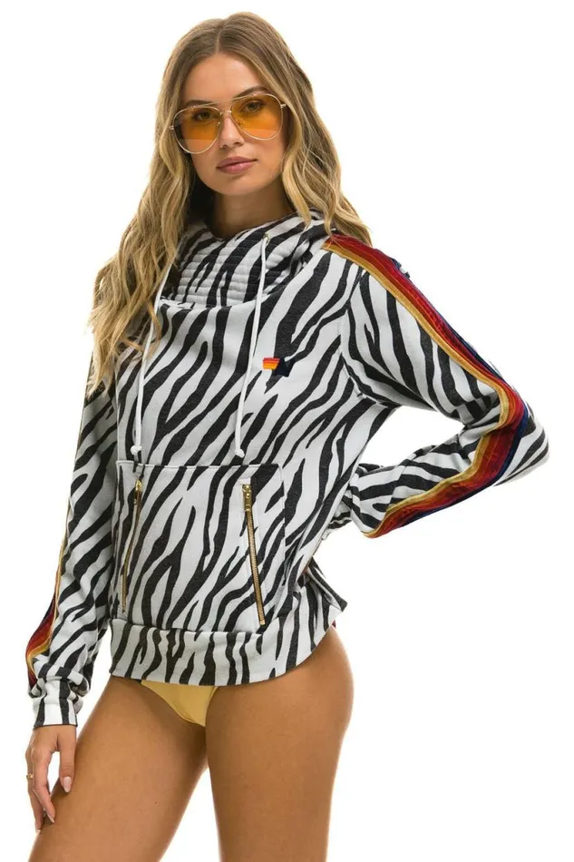 Ninja Pullover Hoodie 8211 Zebra WomenMen Aviator Nation Hoodies