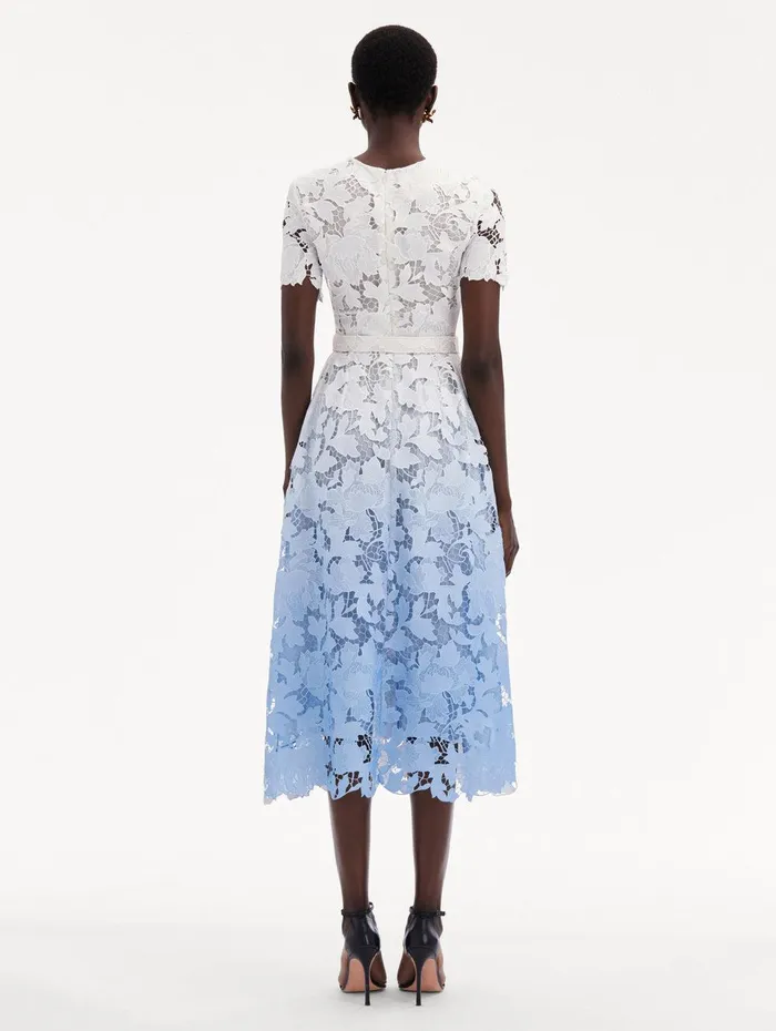 Ombr Peony Guipure Dress Soft Blue Women Oscar De La Renta Dresses Ombr Peony Guipure Dress Soft Blue Women Oscar De La Renta Dresses