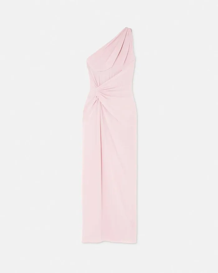 OneShoulder Silk Georgette Gown Light Pink Women Versace Dresses