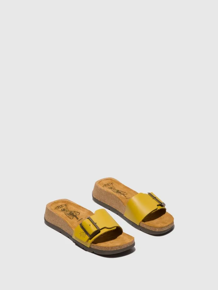 Open Toe Mules CARB851FLY MUSTARD Women Fly London Mules