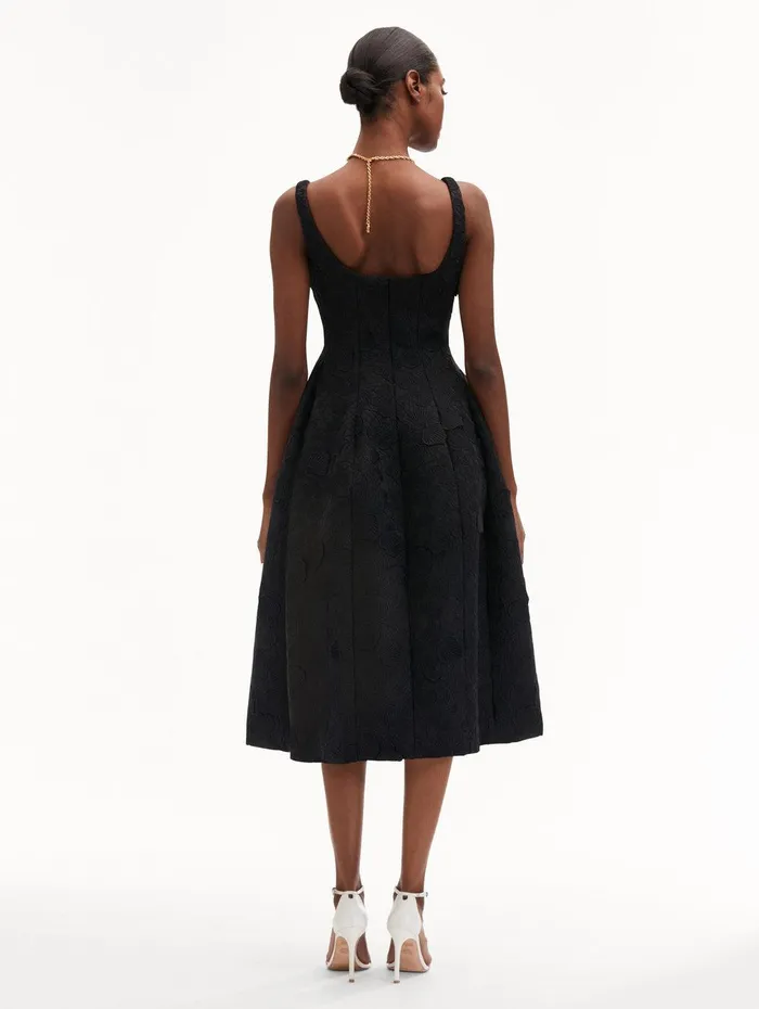 Orchid Embroidered Guipure Dress Black Women Oscar De La Renta Dresses Orchid Embroidered Guipure Dress Black Women Oscar De La Renta Dresses