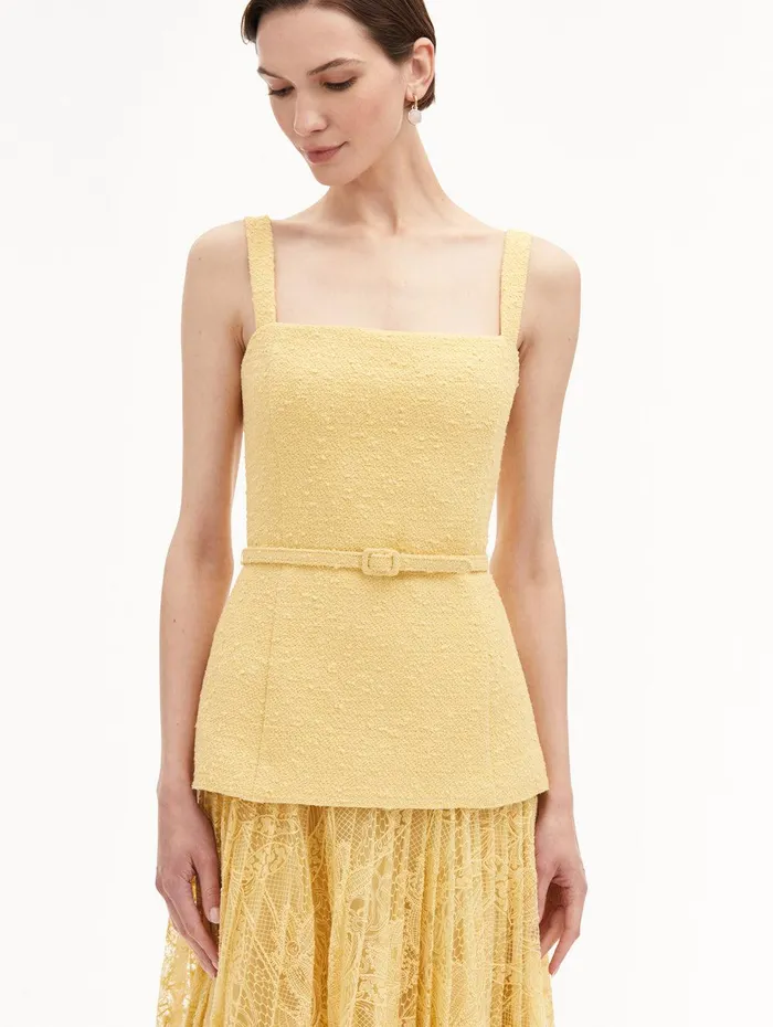 Orchid Guipure and Tweed Dress Banana Women Oscar De La Renta Dresses Orchid Guipure and Tweed Dress Banana Women Oscar De La Renta Dresses