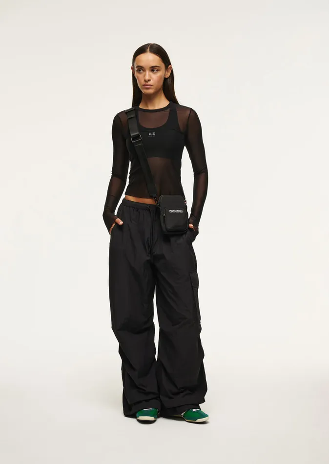 PE Nation DISCOVERY MESH LONG SLEEVE TEE IN BLACK Women LongSleeveTops