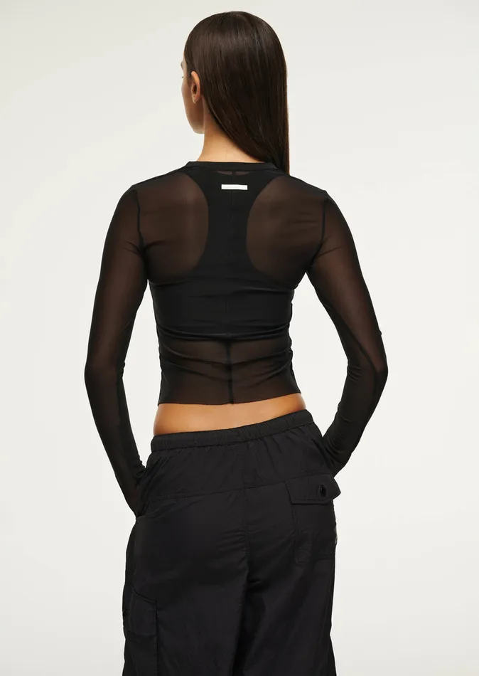 PE Nation DISCOVERY MESH LONG SLEEVE TEE IN BLACK Women LongSleeveTops