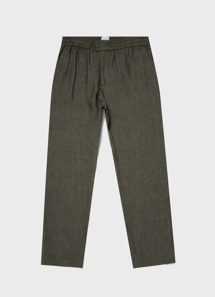 Pants Men ussunspel Linen Drawstring Trouser Light Khaki