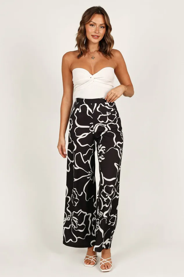 Pants Petal and Pup Women York Pant White Black Floral
