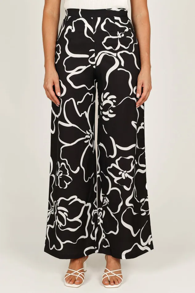 Pants Petal and Pup Women York Pant White Black Floral