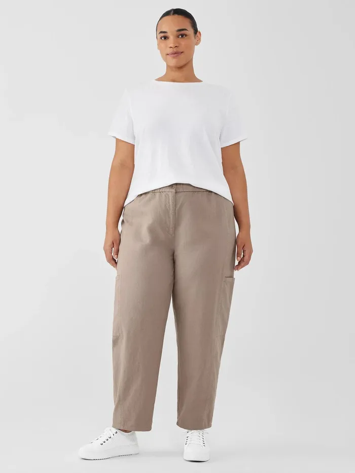 Pants Shorts and Jumpsuits Women Eileen Fisher Cotton Hemp Stretch Lantern Pant Briar