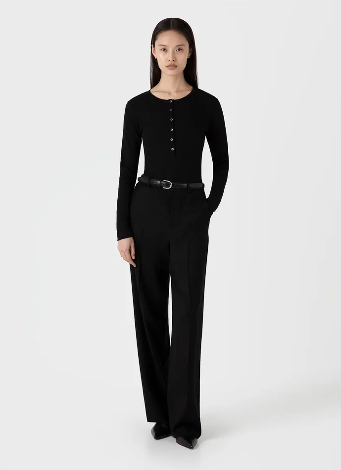 Pants ussunspel Women Wool Flannel Trouser Black