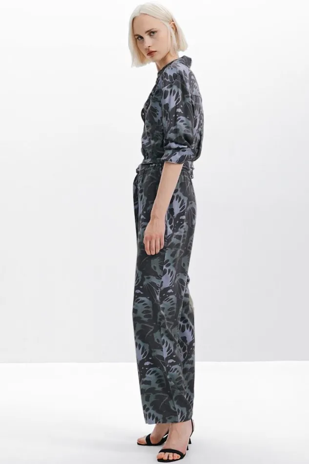 Pants Women Desigual Flowy Printed Jumpsuit Black