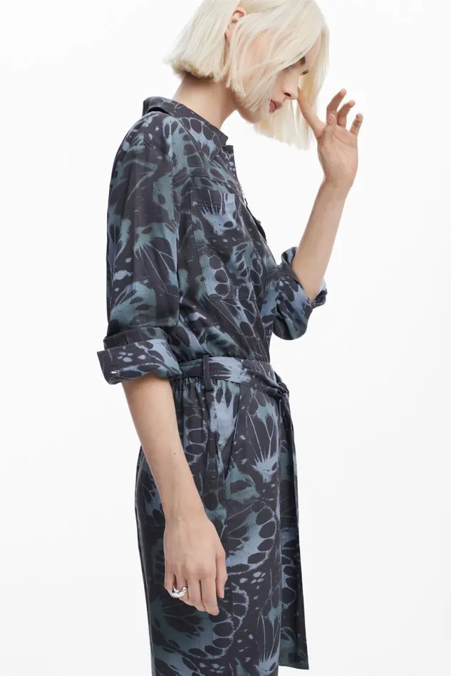 Pants Women Desigual Flowy Printed Jumpsuit Black
