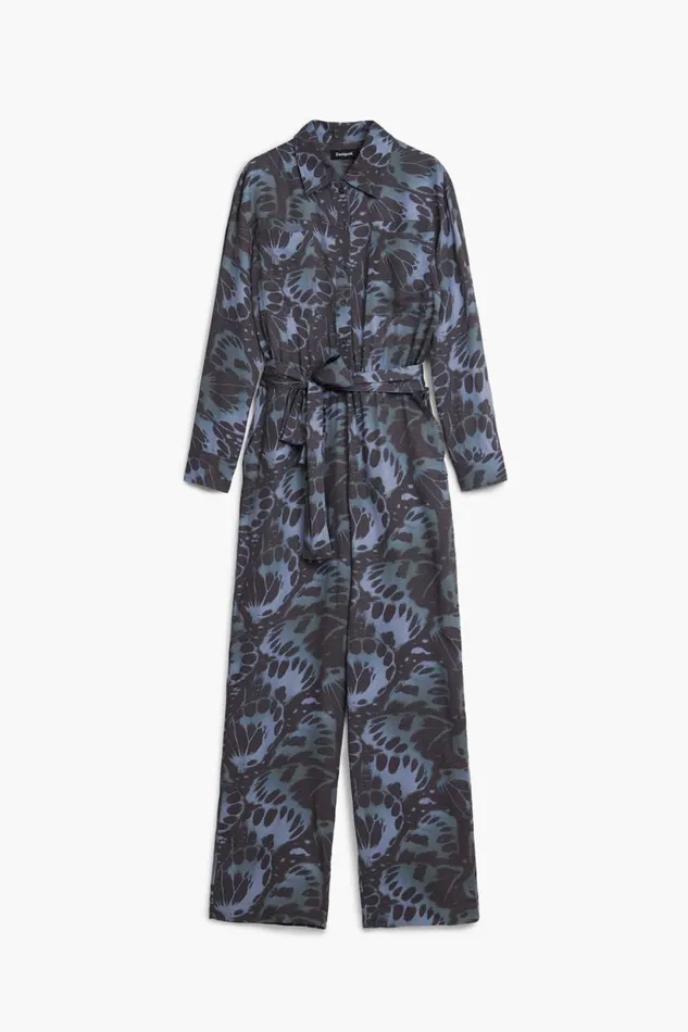 Pants Women Desigual Flowy Printed Jumpsuit Black