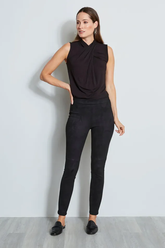 Pants Women Elie Tahari Vegan Suede Legging BLACK