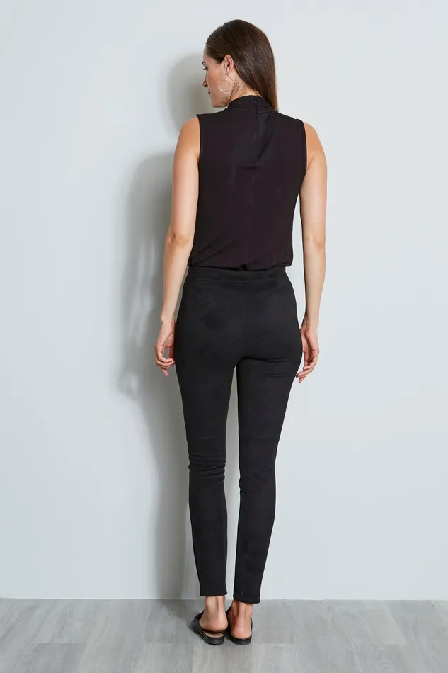Pants Women Elie Tahari Vegan Suede Legging BLACK