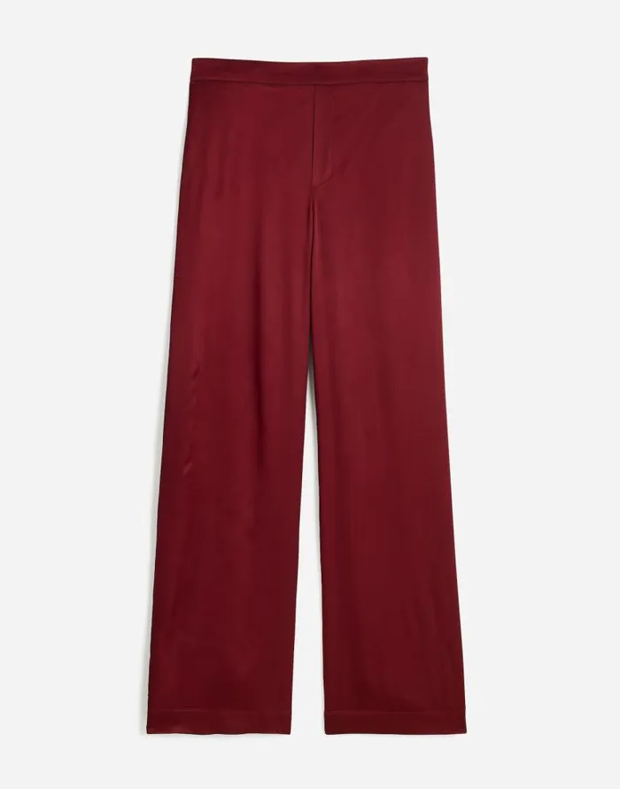 Pants Women Madewell PullOn Straight Pants In Stretch Satin Cabernet