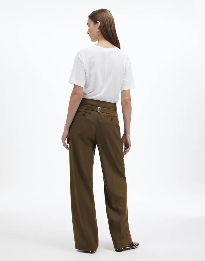 Pants Women Madewell The Harlow WideLeg Pant In Flannel Dark Olive Melange