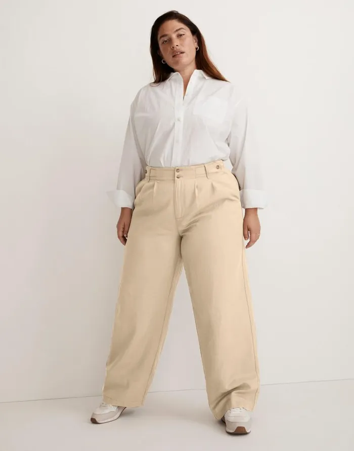 Pants Women Madewell The Plus Harlow WideLeg Pant In Drapey Twill Harvest Moon