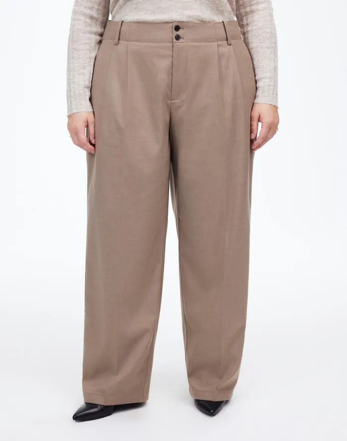 Pants Women Madewell The Plus Harlow WideLeg Pant In Flannel Dark Oat Melange