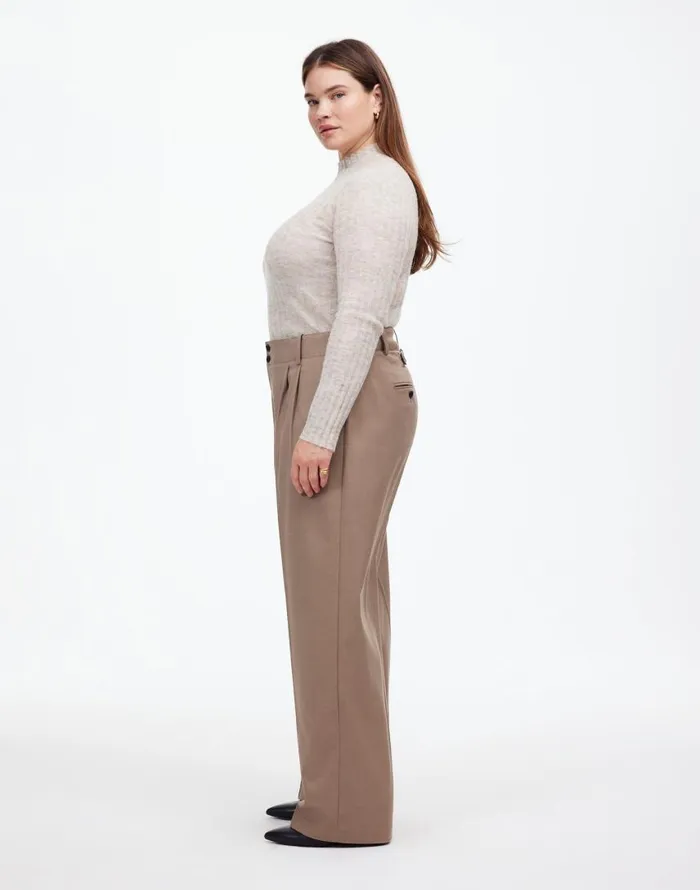 Pants Women Madewell The Plus Harlow WideLeg Pant In Flannel Dark Oat Melange