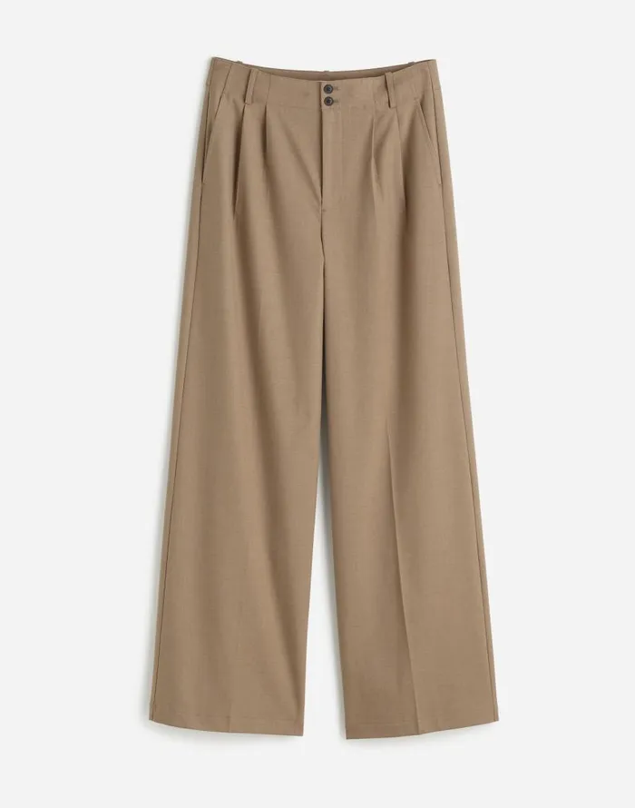 Pants Women Madewell The Plus Harlow WideLeg Pant In Flannel Dark Oat Melange