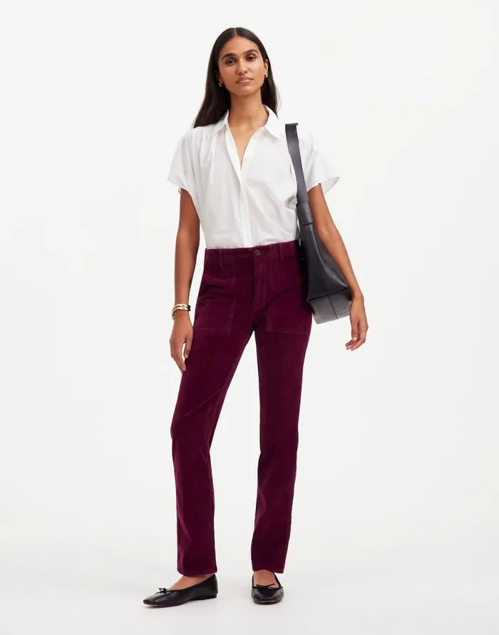 Pants Women Madewell The Slim Straight Utility Pant In Garment Dye Corduroy Bordeaux Pants Women Madewell The Slim Straight Utility Pant In Garment Dye Corduroy Bordeaux