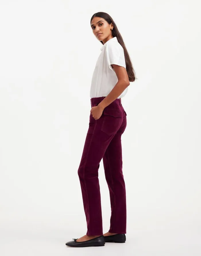Pants Women Madewell The Slim Straight Utility Pant In Garment Dye Corduroy Bordeaux