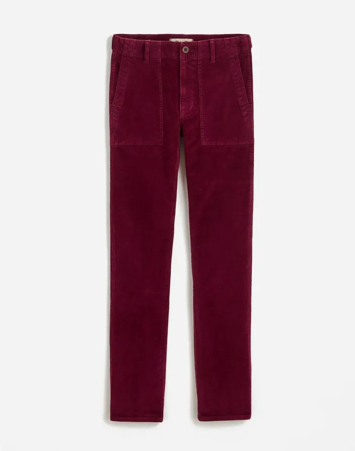Pants Women Madewell The Slim Straight Utility Pant In Garment Dye Corduroy Bordeaux