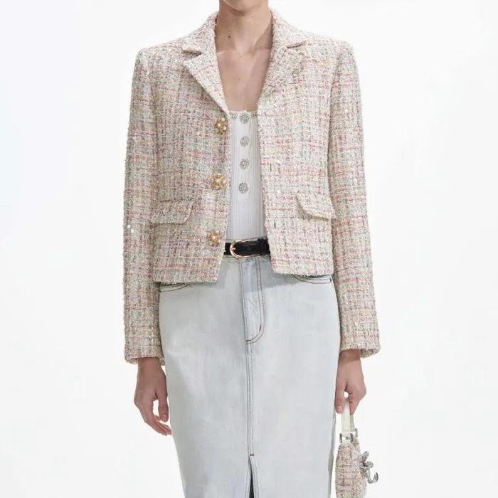 Pastel Boucle Jacket Women Self Portrait Outerwear Pastel Boucle Jacket Women Self Portrait Outerwear